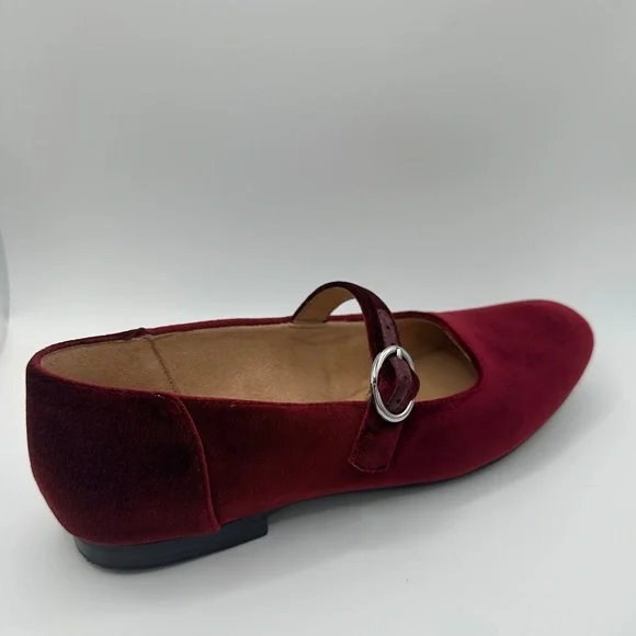 Naturalizer Kelly Velvet Mary Jane Flats in Cabernet Sauvignon - Picture 7 of 13
